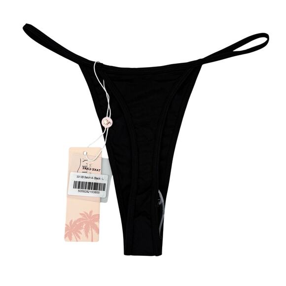 NWT OH POLLY Swim Bikini Bottom Black Heart Charm Sz Large - Picture 6 of 7